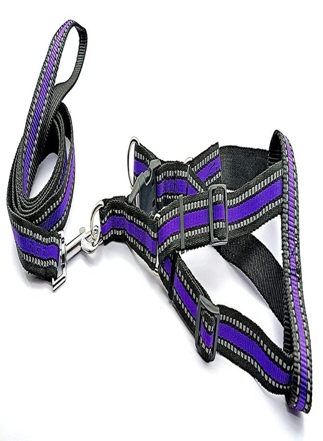 Pups&Pets Pets Reflective Harness with Leash | Adjustable Durable 0.75 inch Vest Harness and Leash | Comfortable Walking Harness Set for pet & Dog (Purple) - Image 1